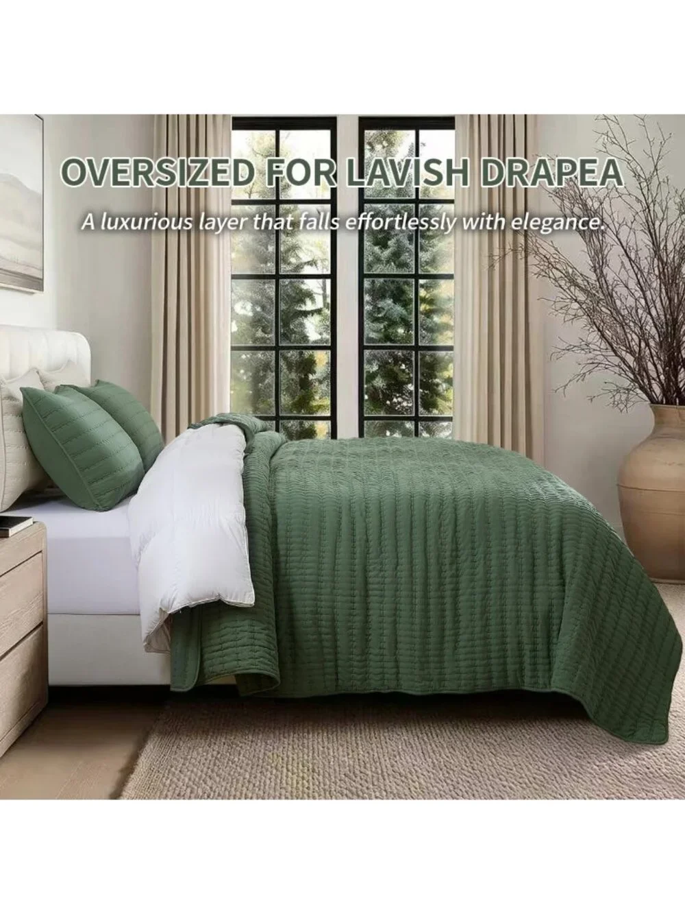 Lightweight Queen Size Quilt Set, Stylish Pick Stitch Design for Cozy Comfort